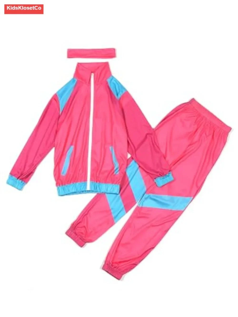 80s Retro Tracksuit Costume for Kids - 3 Piece Set Jacket Pants Headband
